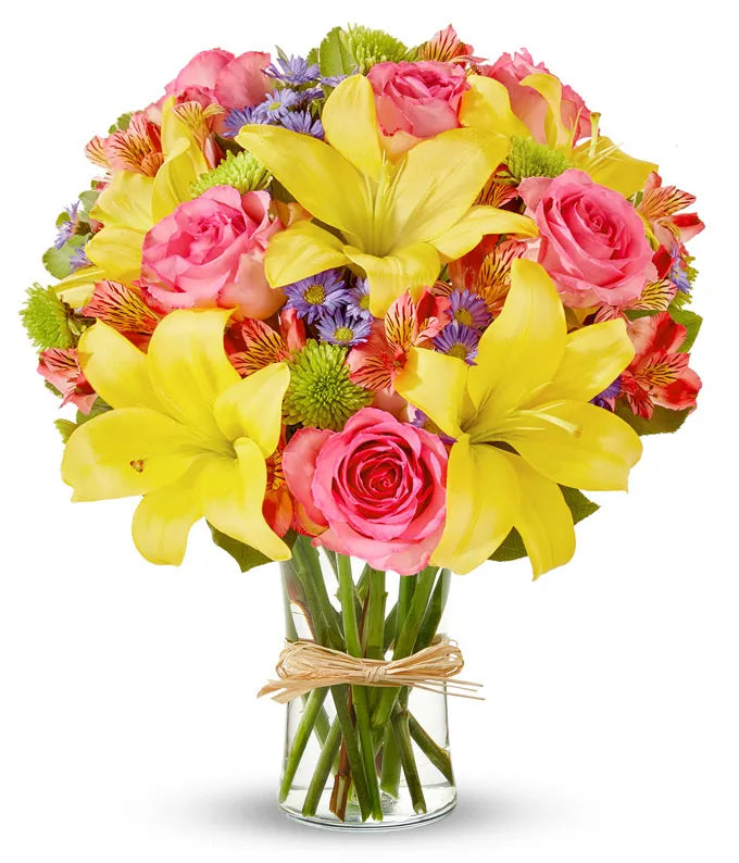 Pink Lemonade Rose & Lily Bouquet - Same-Day Delivery Palm Beach Gardens, FL