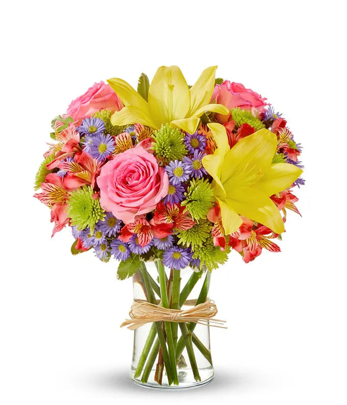 Pink Lemonade Rose & Lily Bouquet - Same-Day Delivery Palm Beach Gardens, FL