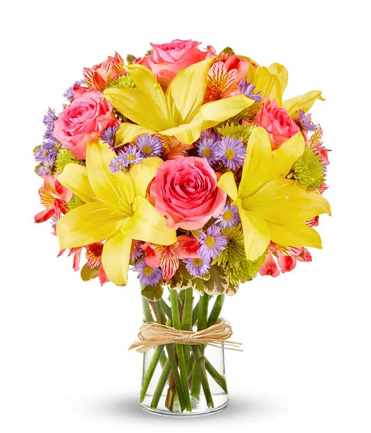 Pink Lemonade Rose & Lily Bouquet - Same-Day Delivery Palm Beach Gardens, FL
