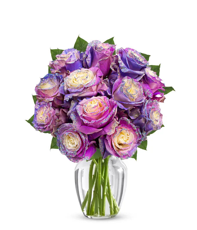 Rosas de purpurina pastel moradas