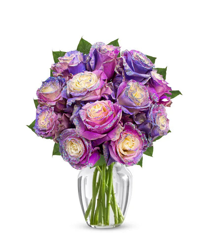 Rosas de purpurina pastel moradas