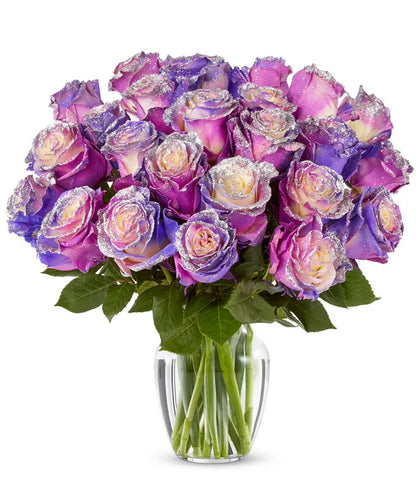 Rosas de purpurina pastel moradas